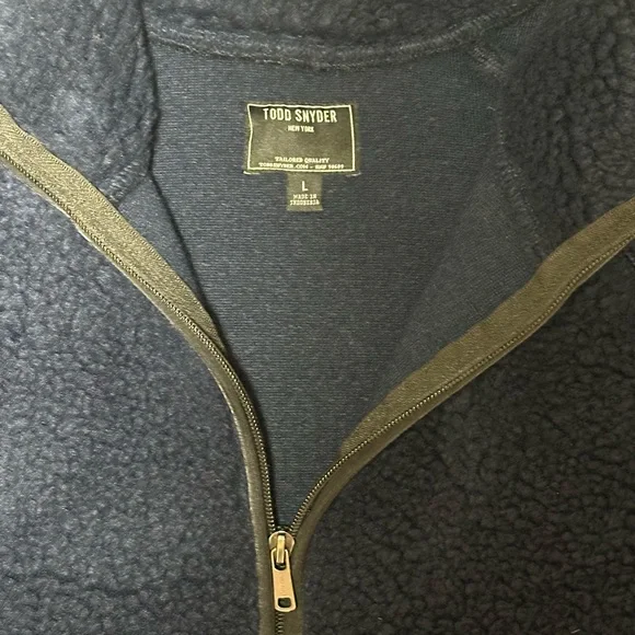 Todd Snyder Navy and Charcoal Fleece Pullover / Jacket - Picture 3 of 7